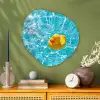 Badeend - Dobberen - Blauw Wandcirkel Organisch Aluminium middel -sfeer2