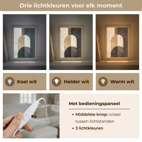 Geometrische - Vormen - Wit Light Box met kabel (Tafellamp) klein -USP_lichtkleurNL