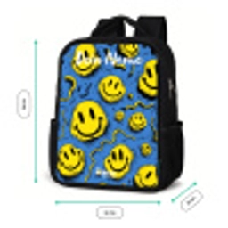 Smiley - Blauw - Geel Rugzak - Zwart middel -productfoto_formaten