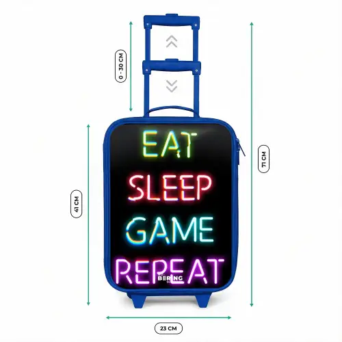 Qoute met neon lichten Kinderkoffer - Blauw klein -productfoto_formaten