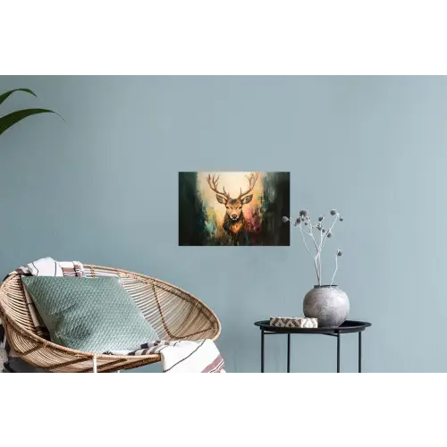 Hert - Geverfd - Gewei - Bruin Muursticker klein -plant