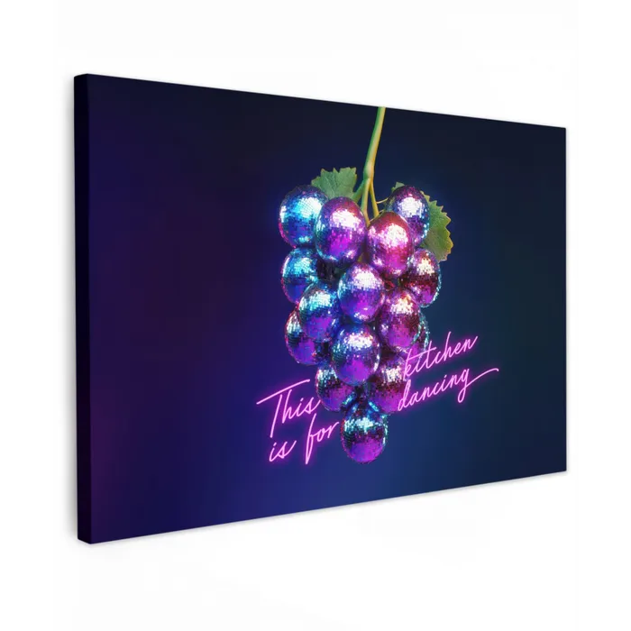 Quote - Neon - Disco - Druiven Tuinposter op houten frame 2 cm dik klein -3d