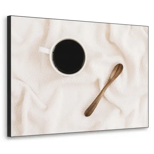 Koffie - Lepel - Mok Textielframe zwart klein -3d