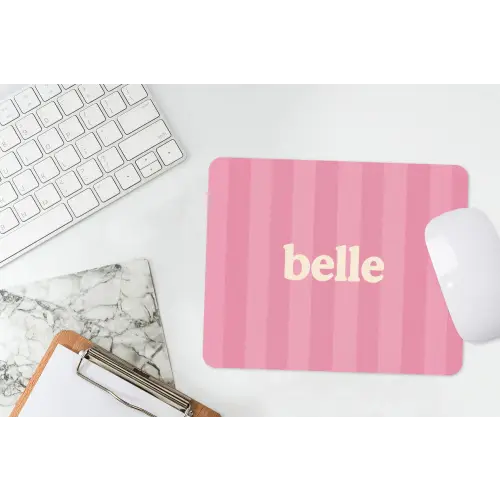 Roze - Gestreept - Belle muismat rubber klein -witbureau