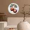 Kersen - Rood - Mozaïek - Blaadjes Wandcirkel behangsticker klein -sfeer1