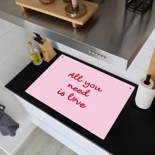 Tekst - Roze - Love - Hart Inductie beschemer met haakjes klein -sfeer1