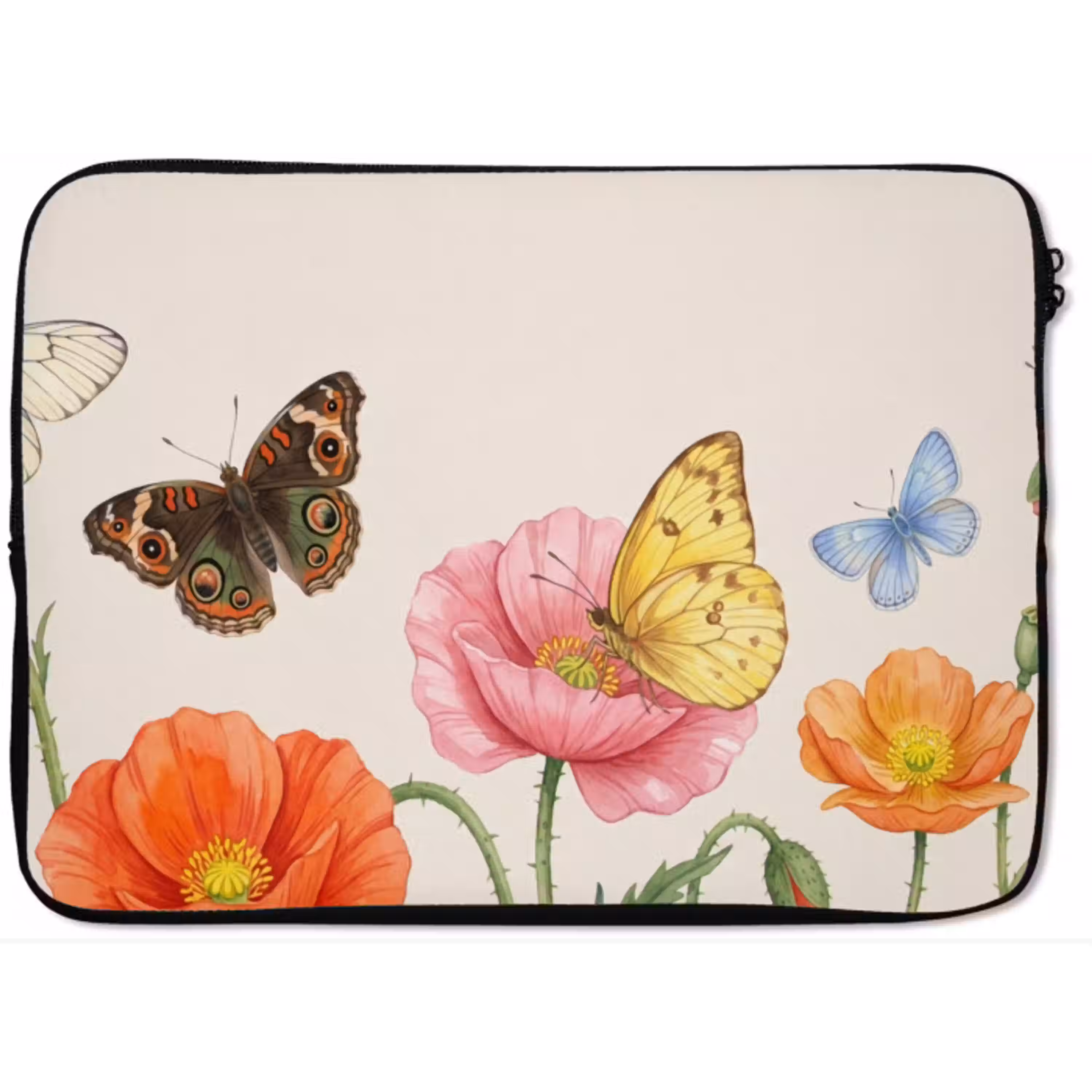 Vlinders - Klaprozen - Illustratie - Kleurrijk laptophoes neopreen klein -zkaufland3dotto