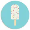 Ijsje - Stokje - Sprinkles - Lichtblauw Wandcirkel kunststof plaat 5mm dik klein -3d