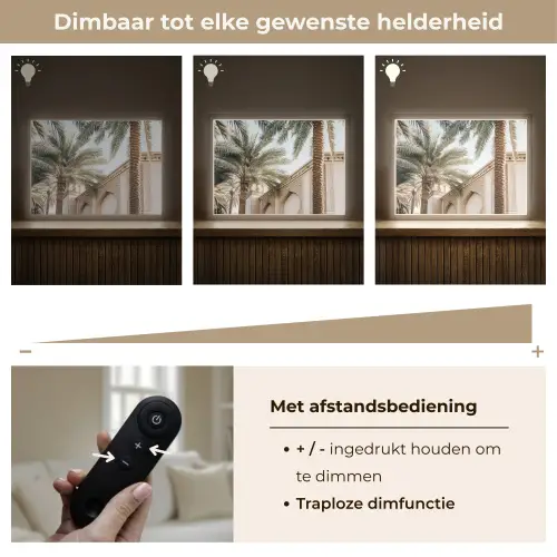 Gebouw - Palmbomen - Beige - Zon Light Box met batterij (Wandlamp) middel -USP_dimbaarNL