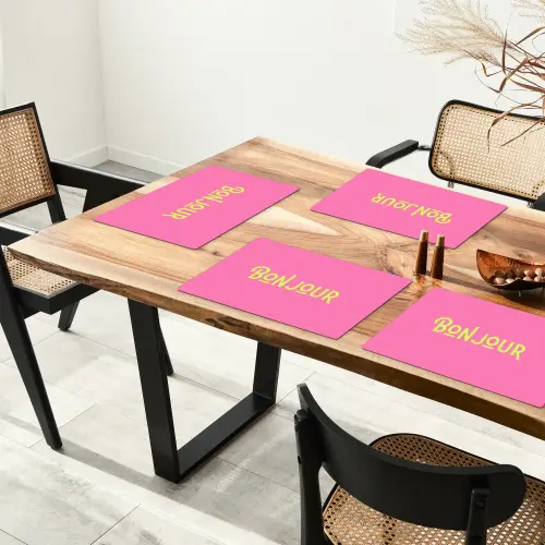 Roze - Groene Bonjour - art-deco Placemat vinyl groot -zzsfeer4_Kitchenyeah-website