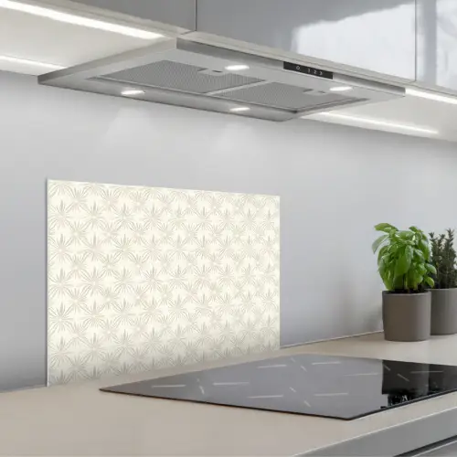 Patroon - Bloemen - Beige keuken achterwand spatscherm klein 900 -3d_schuin