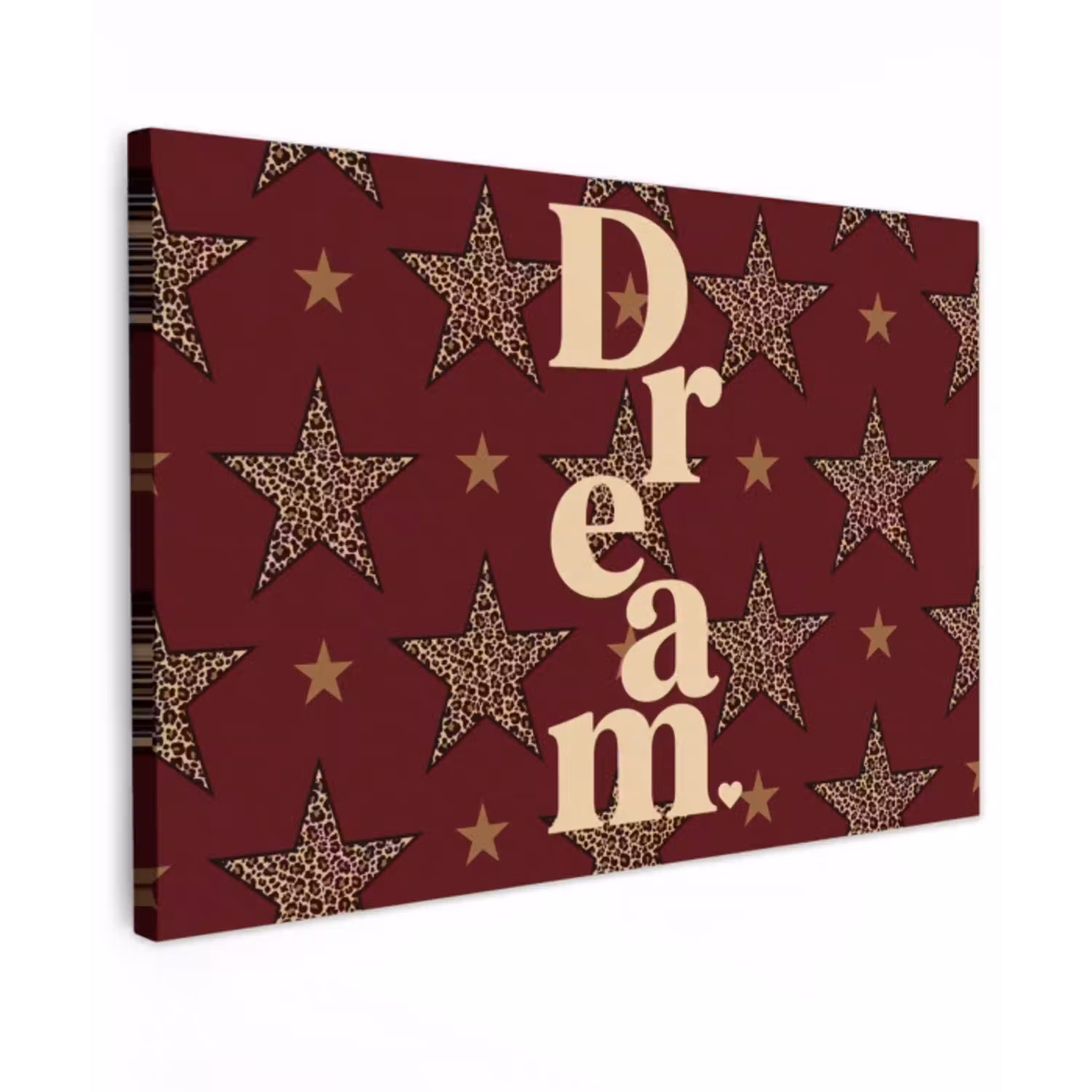 Sterren - Luipaardprint - Dream - Bordeaux canvas 2cm klein -z3d