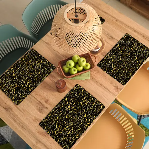 Spat - Waterverf - Geel - Zwart Placemat vinyl groot 368 -zzsfeer5_Kitchenyeah-website