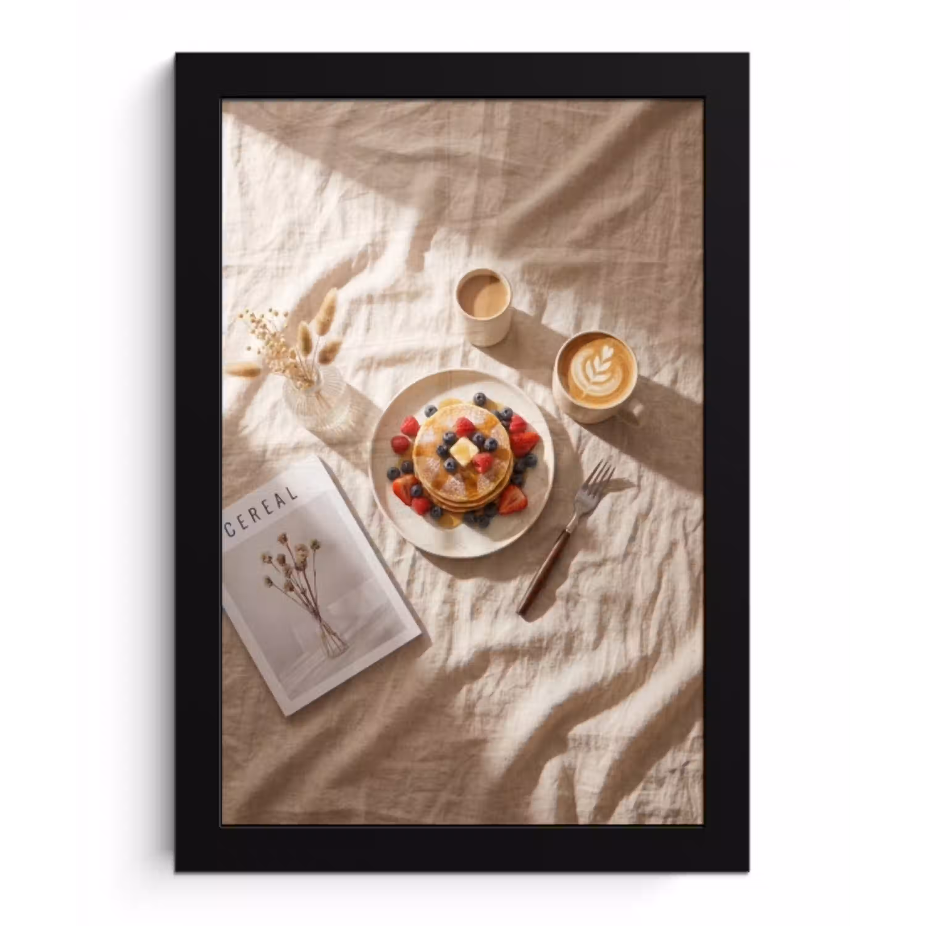 Pannenkoeken - Bessen - Ontbijt - Modern - Beige fotolijst zwart zonder passe partout klein -3d