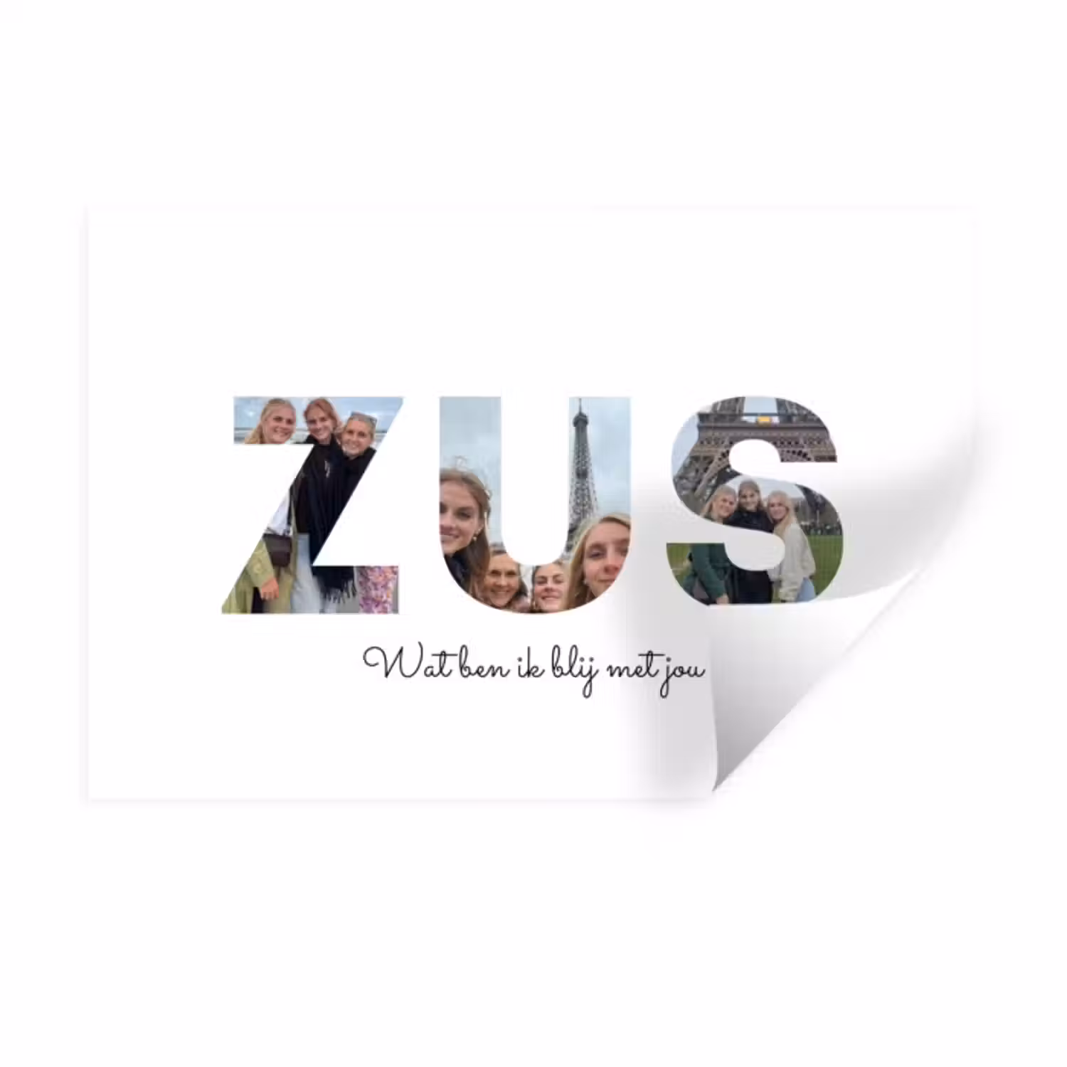 Gepersonaliseerde muursticker - Zus - Lettercollage
