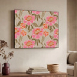 Pioenrozen - Patroon - Roze Textielframe zwart klein 947 -sfeer3
