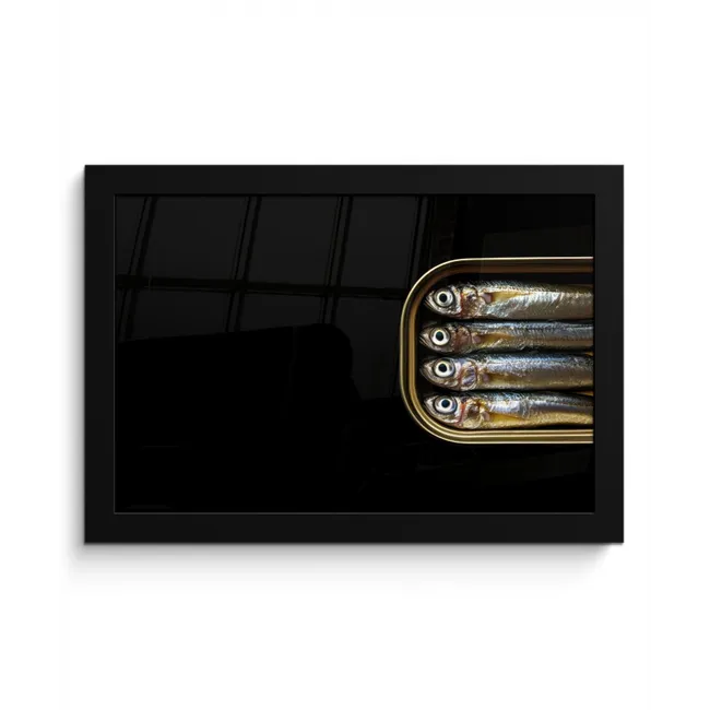 Sardines - Blik - Zwart - Vissen fotolijst zwart zonder passe partout klein -3d