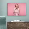 Vrouw - Roze - Parelketting - Krulspelden canvas 2cm klein -sfeer4