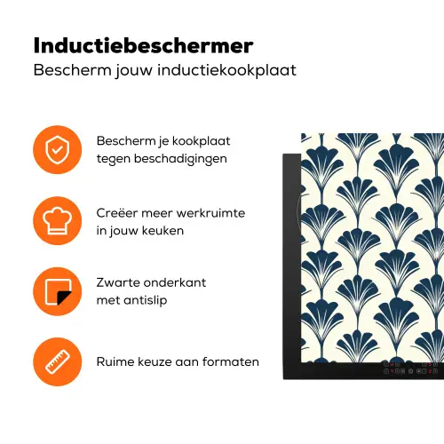Klassiek - Motief - Blauw Inductie beschermer vinyl 3mm klein 276 -zzzzzzz-td-ups