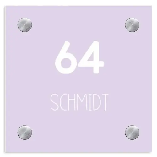 Lila - Modern Naambord Vierkant klein -3d