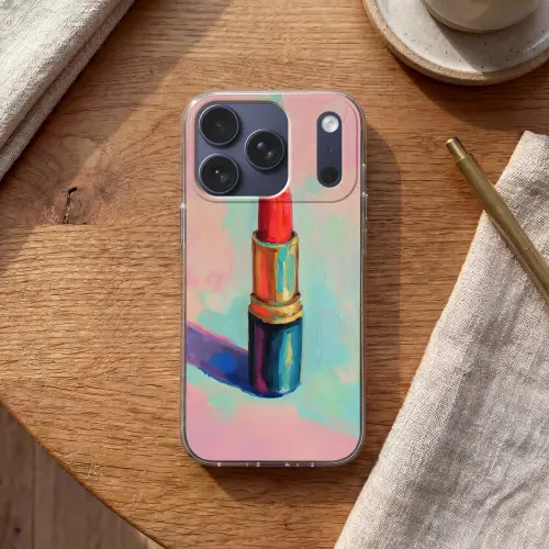 Lippenstift - Rood - Penseelstreken Telefoonhoesje iPhone 17 Pro klein -sfeer1