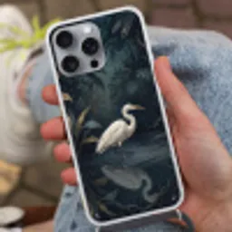 Reiger - Water - Natuur - Modern - Wit Hoesje iPhone 16 Pro Max met koord klein -sfeer3