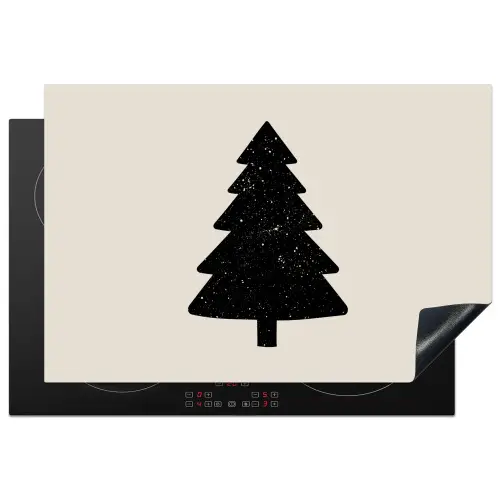 Kerstboom - Zwart - Feestdagen - Beige Inductie beschermer vinyl 3mm klein -3d