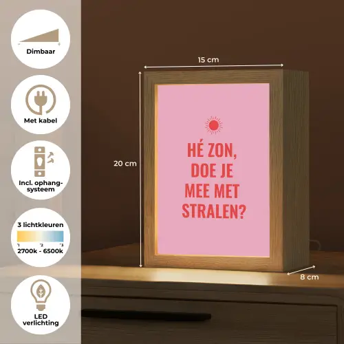 Roze - Zon - Quote Light Box met kabel (Tafellamp) klein -USP_NL