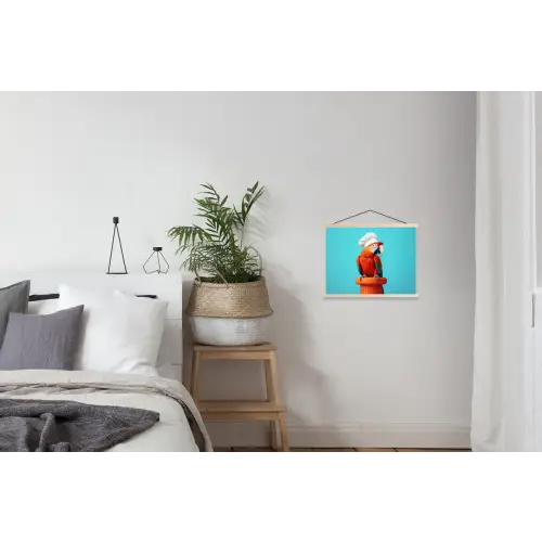 Ara - Koksmuts - Sokkel - Grappig textielposter latten blank klein -woonkamer