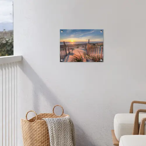 Strand - Zee - Duin - Zonsondergang - Landschap tuinposter los doek klein -sfeer8