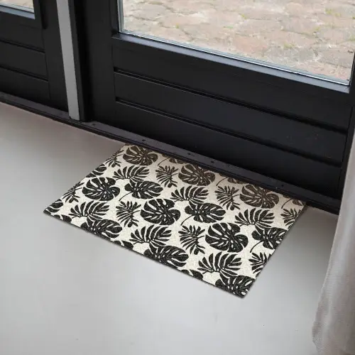 Modern - Monstera - Zwart Deurmat klein 898 -sfeer2