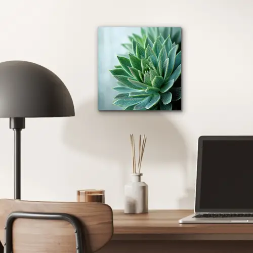 Vetplant - Bladeren - Groen - Wazig aluminium wit klein -sfeer5