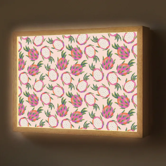 Drakenfruit - Patroon - Roze Light Box met batterij (Wandlamp) middel 907 -z3d_website