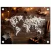 Wereldkaart - Poedersuiker - Hout tuinposter los doek klein -3d