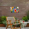 Stippen - Vormen - Modern - Kleuren Tuinposter op houten frame 2 cm dik klein -sfeer3