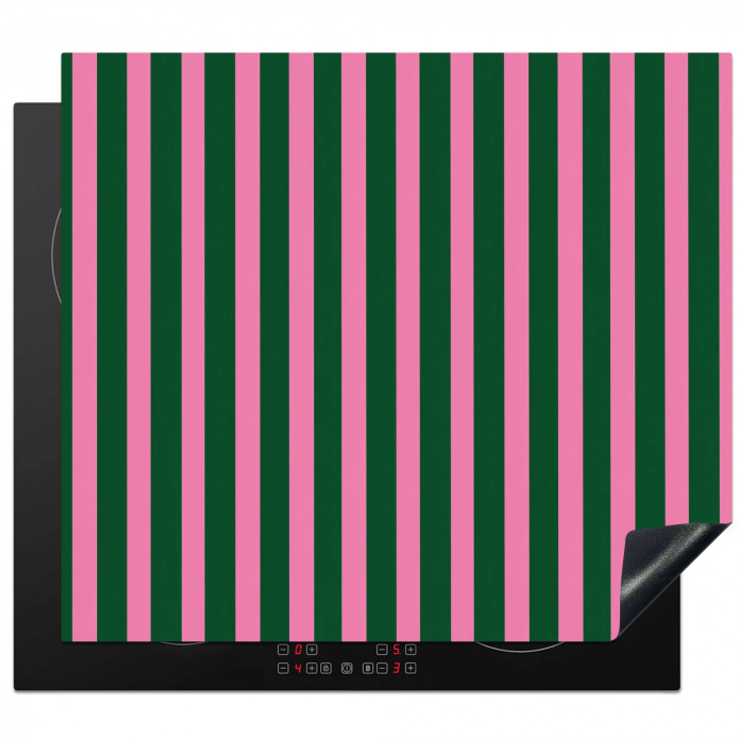Verticale strepen - Groen - Roze Inductie beschermer vinyl 3mm middel 274 -3d