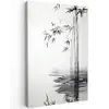 Bamboestammen - Water - Minimalistisch - Wit Tuinposter op houten frame 2 cm dik klein -3d