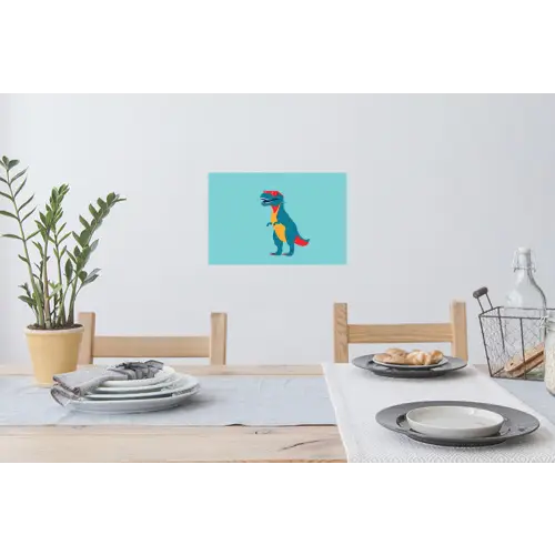 Dinosaurus - Blauw - Zonnebril Muursticker klein -eettafel