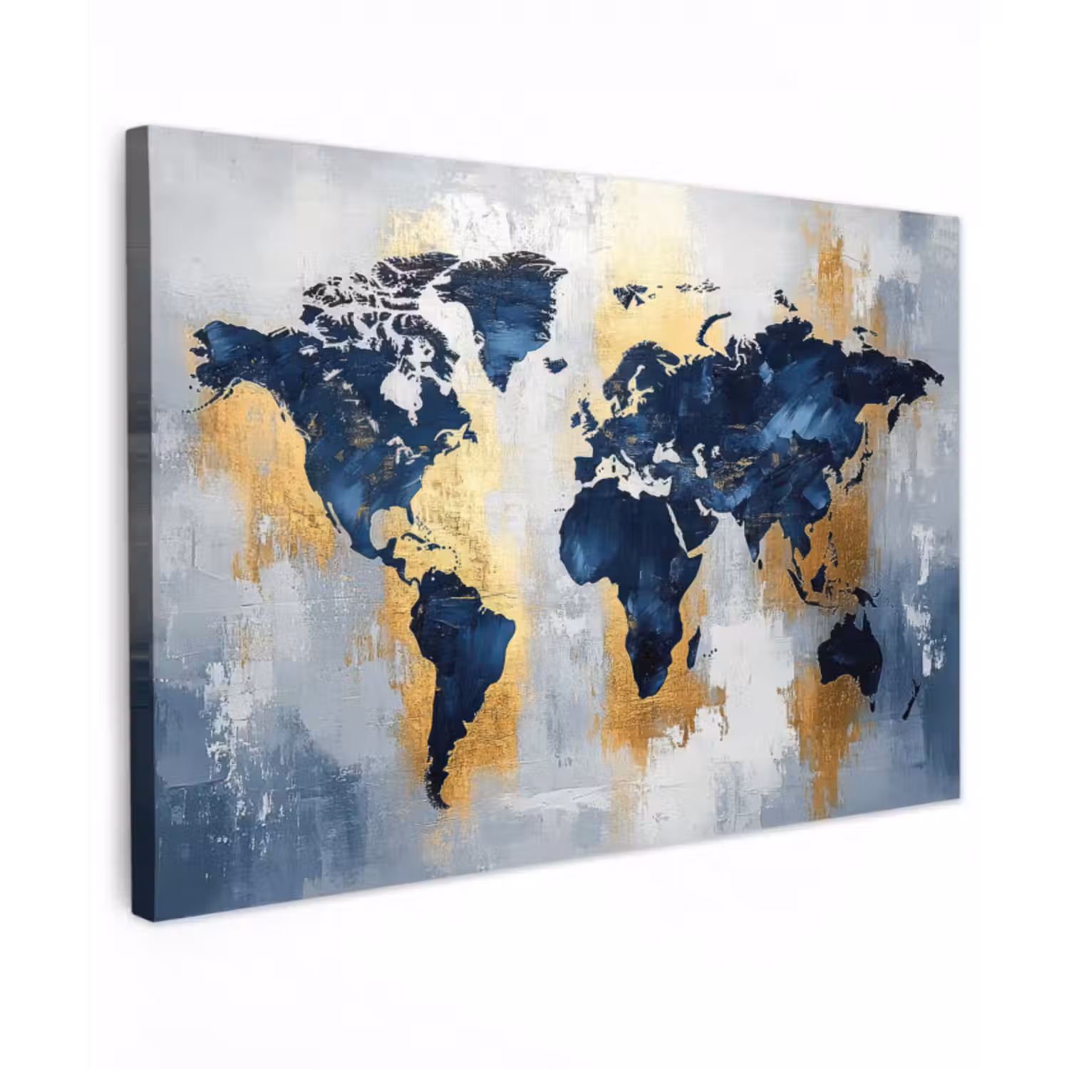 Leinwandbild - Weltkarte - Blau - Abstrakt