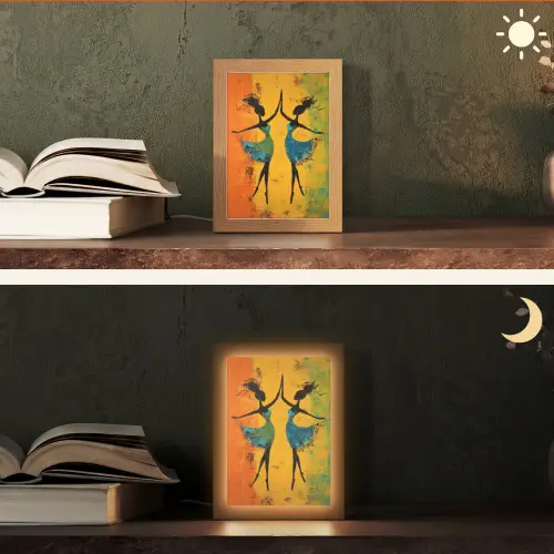 Dansen - Vrouwen - Verfstructuur Light Box met kabel (Tafellamp) klein -sfeer3
