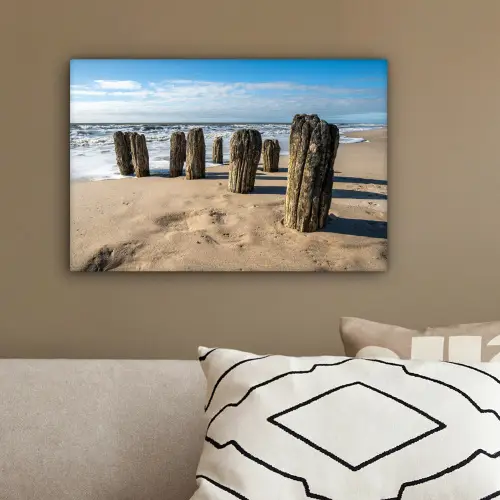 Zand - Strand - Paal - Water - Zomer canvas 2cm klein -sfeer3