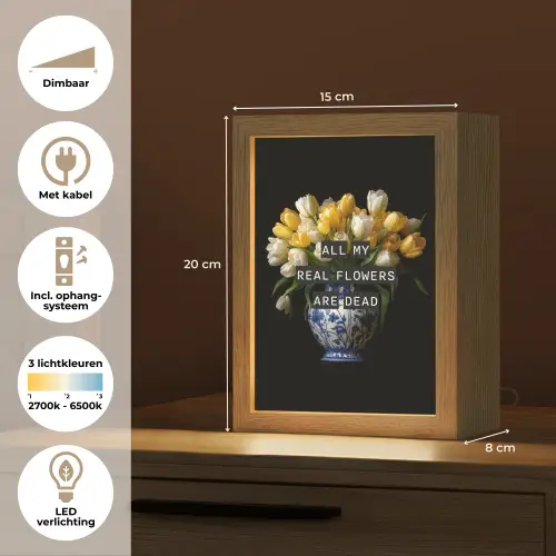 Quotes - Bloem - Tulp - Geel Light Box met kabel (Tafellamp) klein -USP_NL