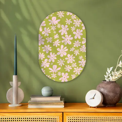 Bloemen - Roze - Getekend - Patroon Wandcirkel Ovaal Forex klein -sfeer2