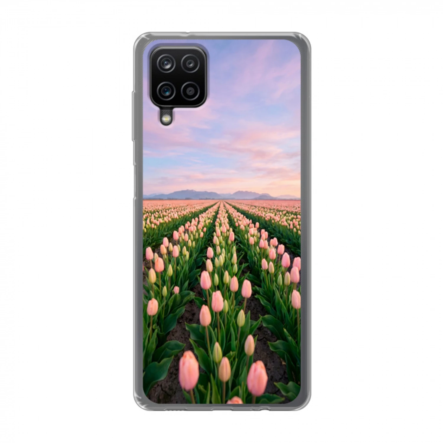 Tulpen - Landschap - Roze Telefoonhoesje Samsung Galaxy A12 klein -3d