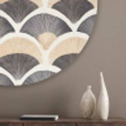 Waaier - Patroon - Zwart - Beige Akoestische PET Vilt - Rond klein 838 -sfeer5_closeup