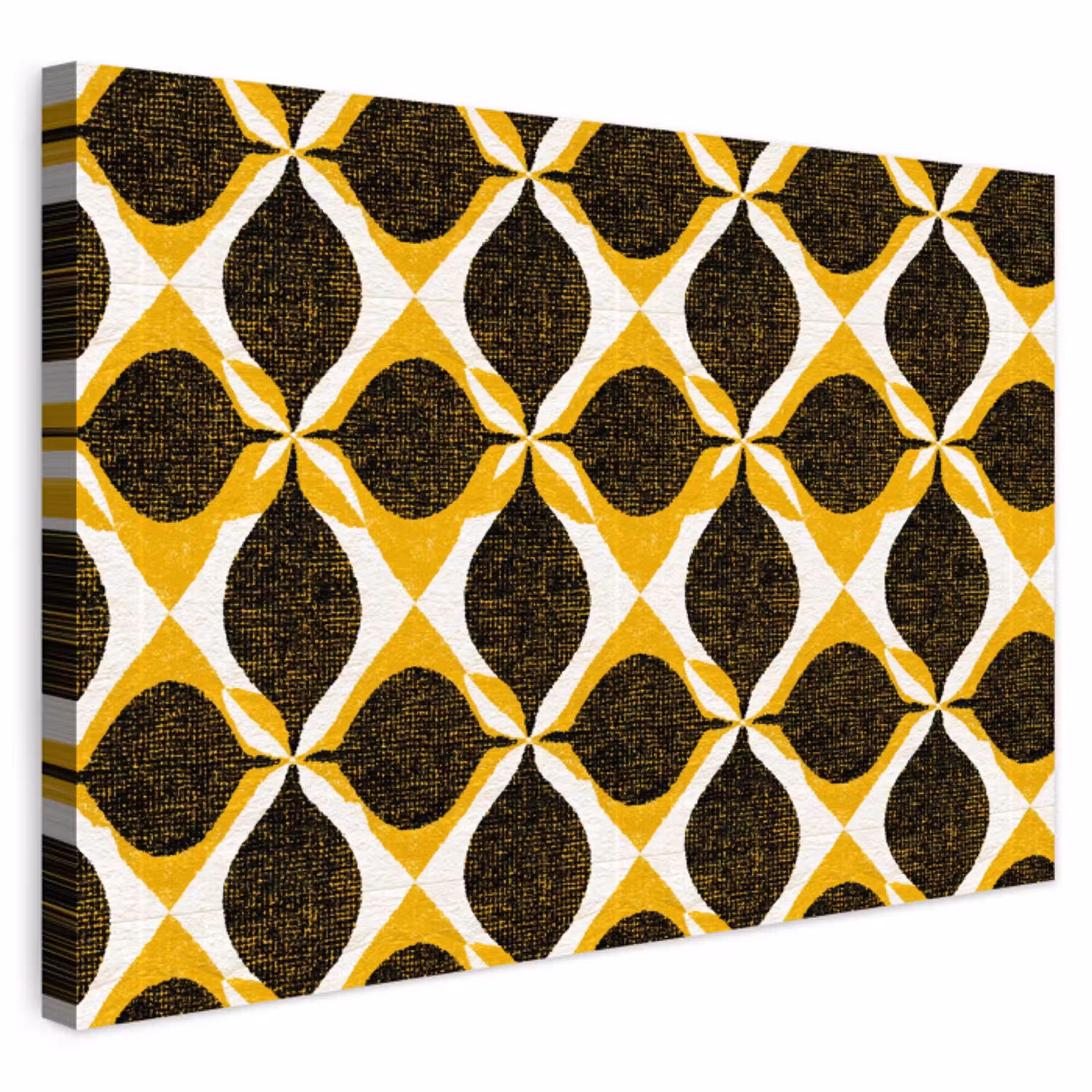 Geel - Zwart - Geometrisch - Retro - Textuur Tuinposter op houten frame 2 cm dik klein 845 -3d