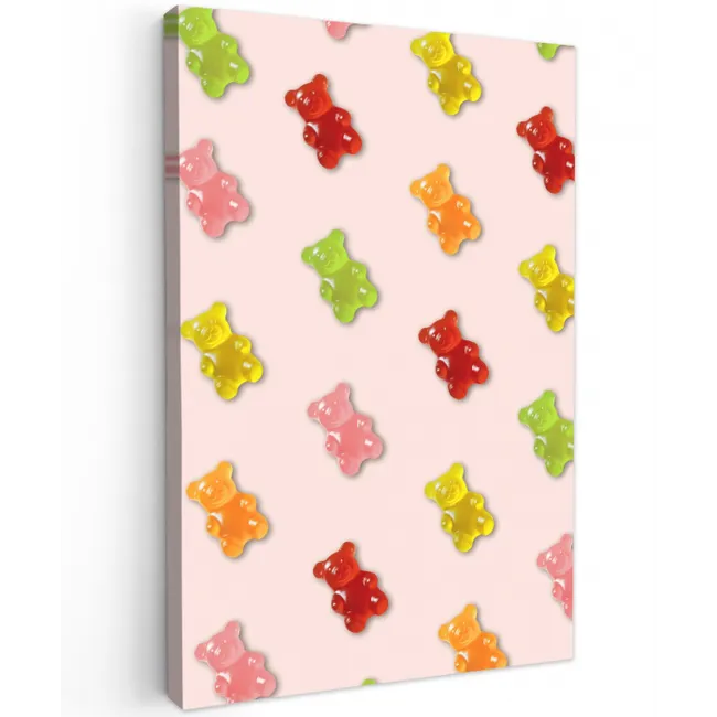 Kleur - Snoep - Roze Tuinposter op houten frame 2 cm dik middel -3d