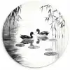 Eenden - Waterlelies - Riet - Zwart Wandcirkel plexiglas klein -3d