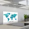 Wereldkaart - Blauw - Kleurrijk keuken achterwand spatscherm klein -3d_schuin