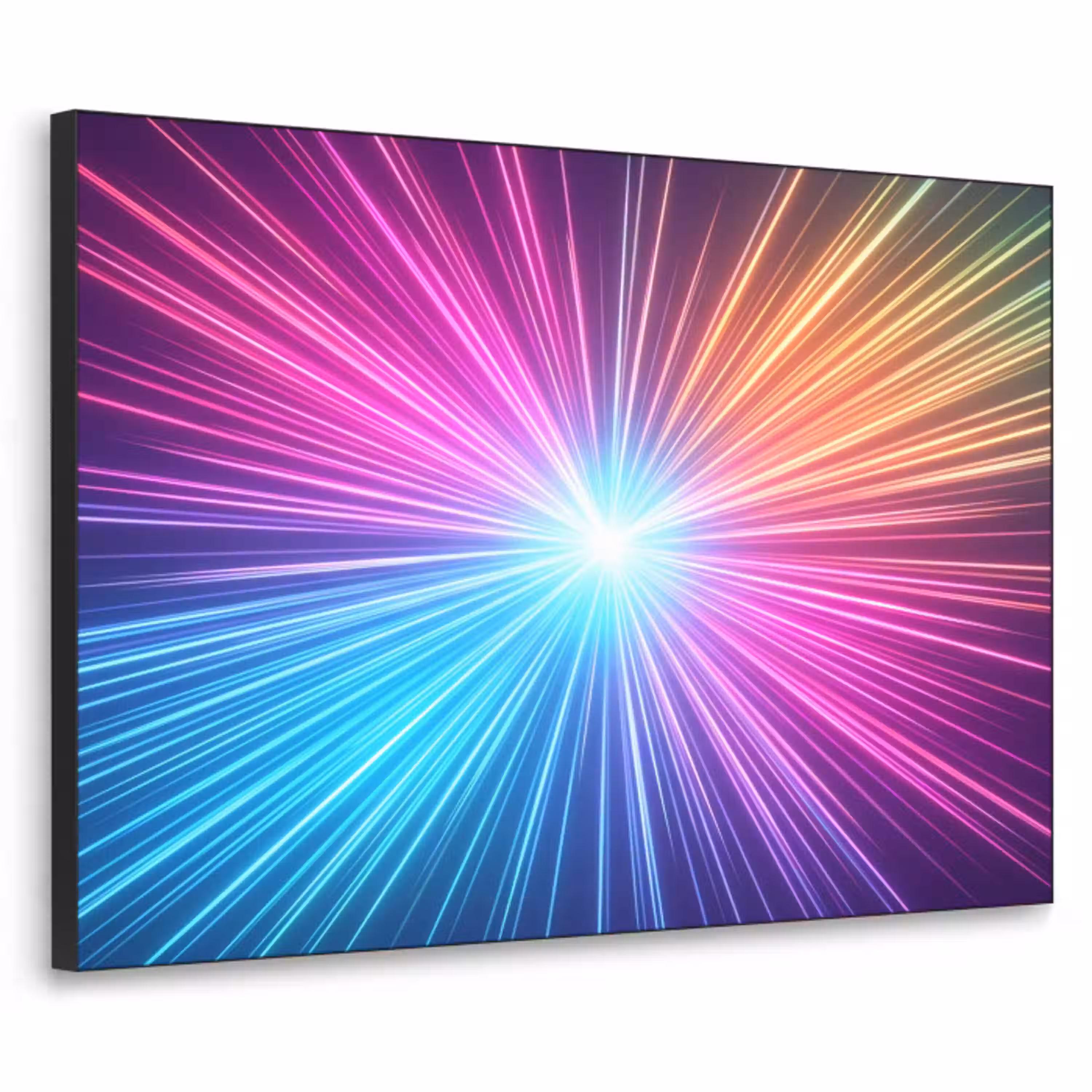 Abstract - Light - Burst - Modern - Colorful Textielframe zwart klein -3d